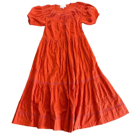 THE GREAT. Women's Mini Dress in Vibrant Orange - Picture 1 of 6
